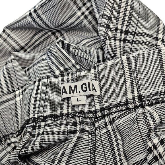 I.AM.GIA Womens Cobain Pants Size Large Plaid Check Black White Jogger High Rise - Picture 8 of 9